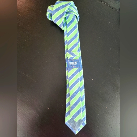 Blue and Green Stripe Neck Tie - Picture 2 of 3
